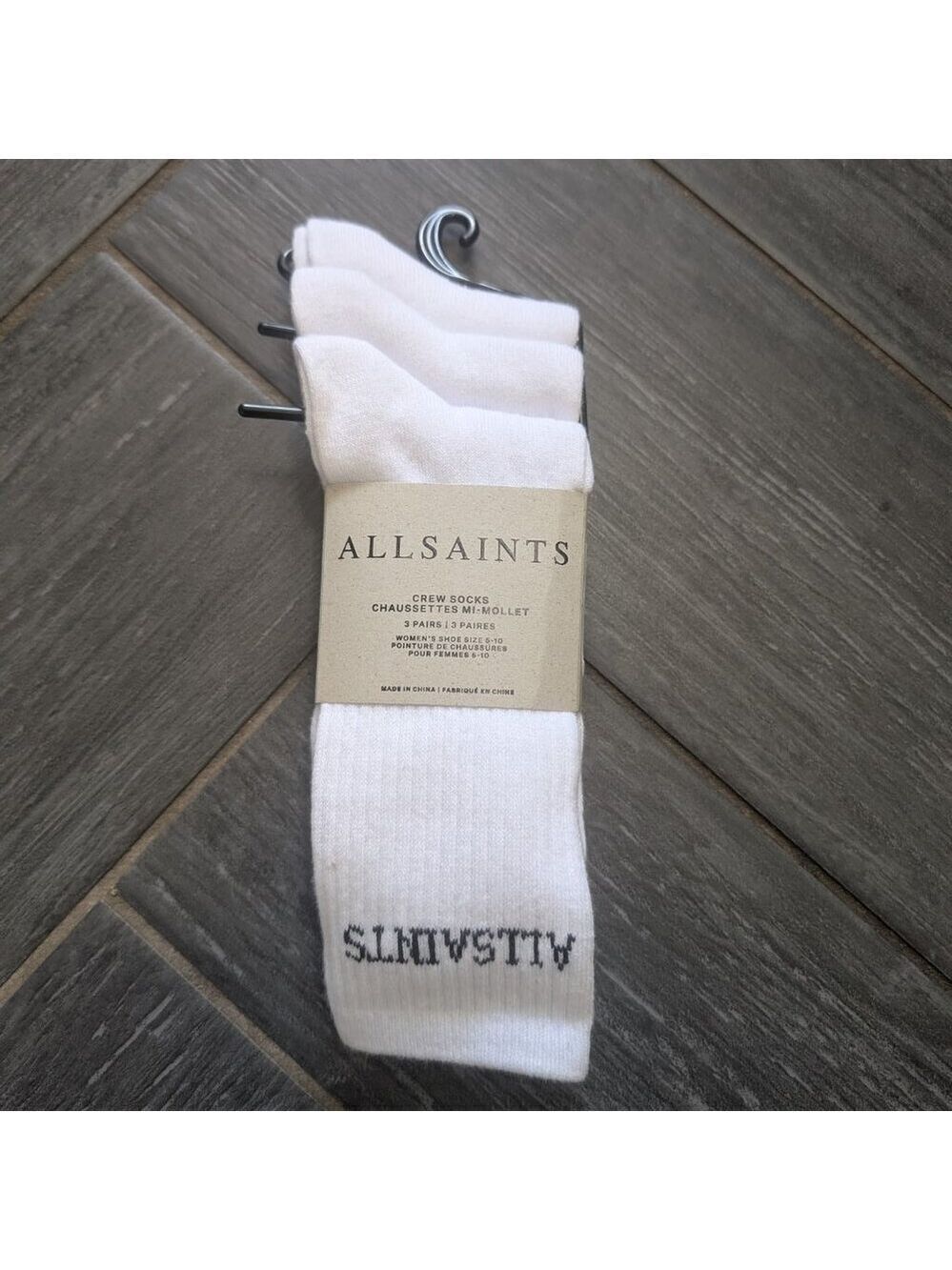 ALLSAINTS | 3-pack Logo Crew Socks (White)
